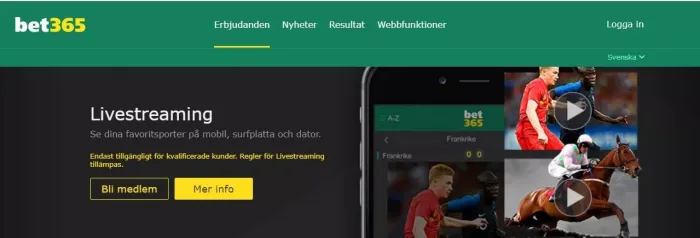 Bet365 Sverige – Odds, live streams & bonusar