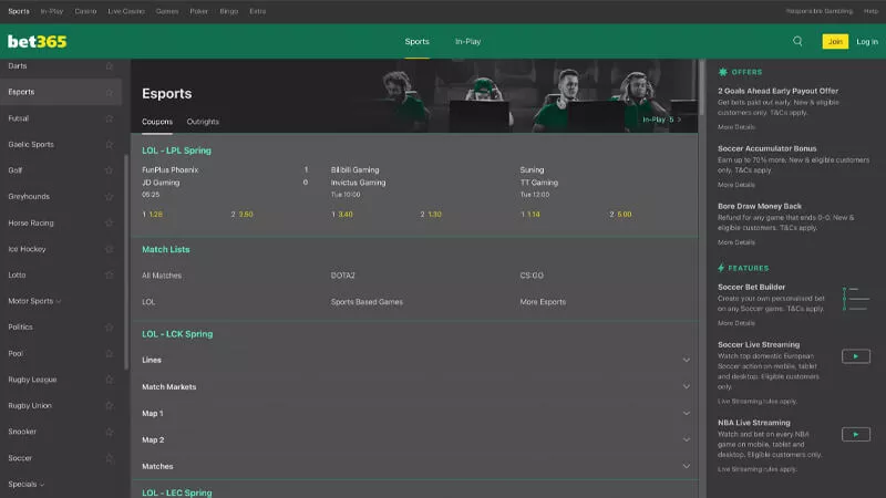 Ny design & layout hos Bet365