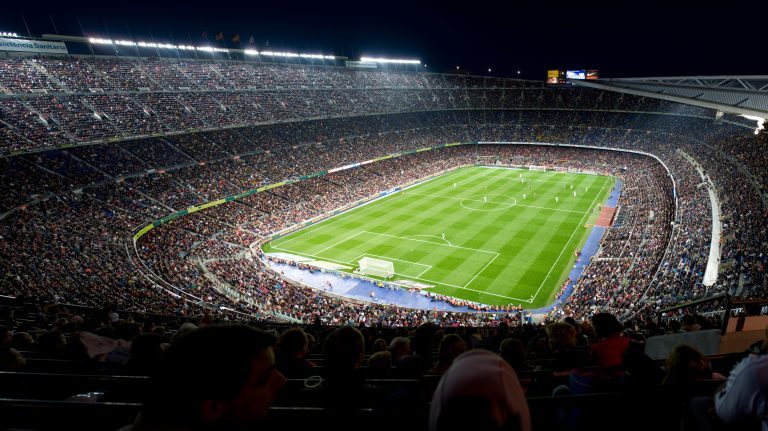 Panoramic view of Camp Nou football stadium of FC Barcelona in Barcelona, Catalonia, Spain.