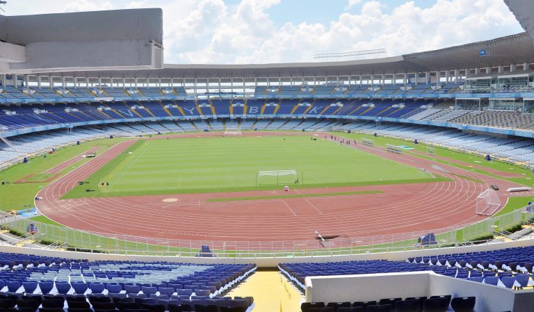 View of Vivekananda Yuba Bharati Krirangan(VYBK) or Saltlake stadium in Kolkata. Vivekananda Yuba Bharati Krirangan or Saltlake stadium prepared for FIFA U 17 World Cup India 2017 on October 4, 2017 in Kolkata. (Photo by Saikat Paul / Pacific Press) View of Vivekananda Yuba Bharati Krirangan(VYBK) or Saltlake stadium in Kolkata. Vivekananda Yuba Bharati Krirangan or Saltlake stadium prepared for FIFA U 17 World Cup India 2017 on October 4, 2017 in Kolkata. (Photo by Saikat Paul / Pacific Press)