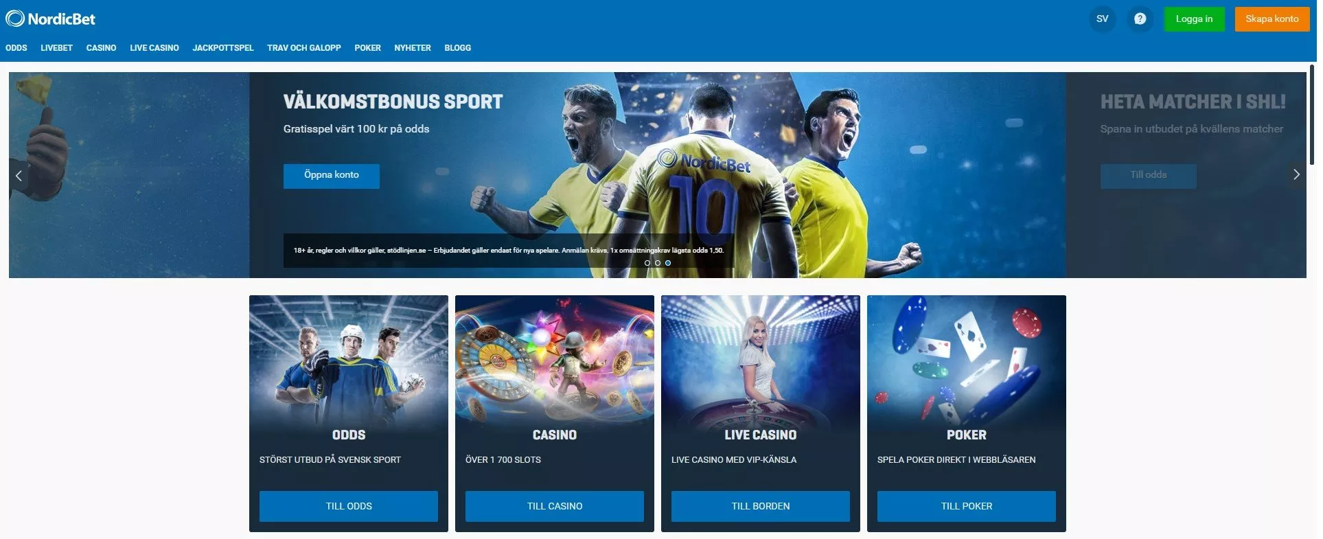 NordicBet Sverige – Odds, bonus & live stream