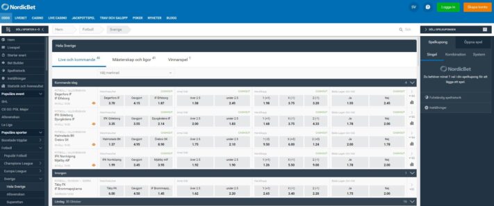 NordicBet Sverige – Odds, bonus & live stream