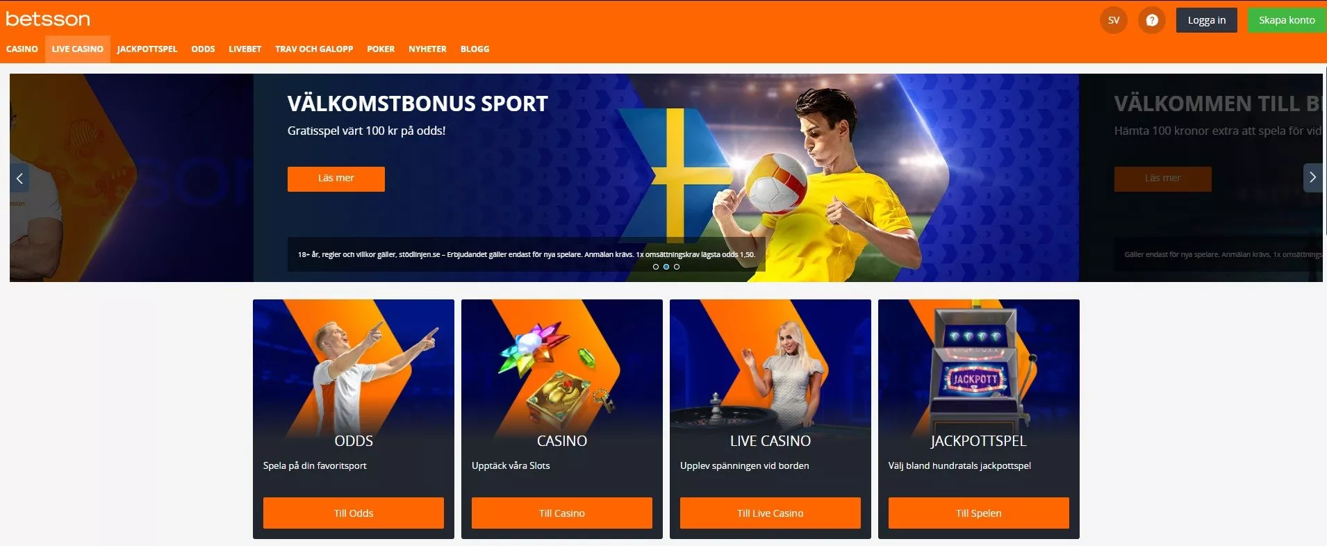 Betsson Sverige – Odds, live stream & bonus