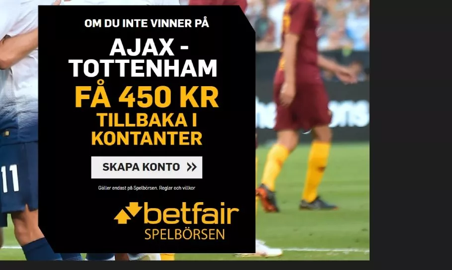 Grymt erbjudande på Ajax – Tottenham: Riskfritt spel på 450 kr