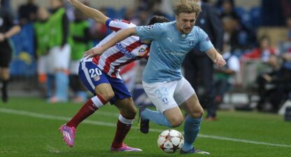 Emil Forsberg spelade mot Atlético Madrid.