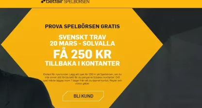 Trav i Solvalla 20 mars: Erbjudande med 250 kr riskfritt spel