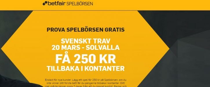 Trav i Solvalla 20 mars: Erbjudande med 250 kr riskfritt spel Trav i Solvalla 20 mars: Erbjudande med 250 kr riskfritt spel