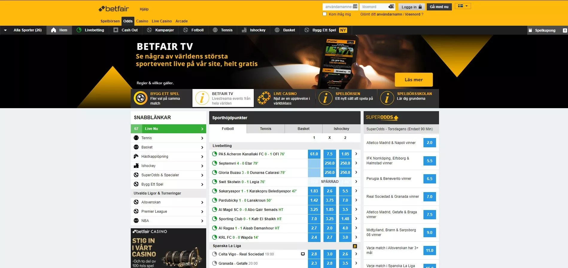 Betfair Sverige – Odds, bonus & logga in