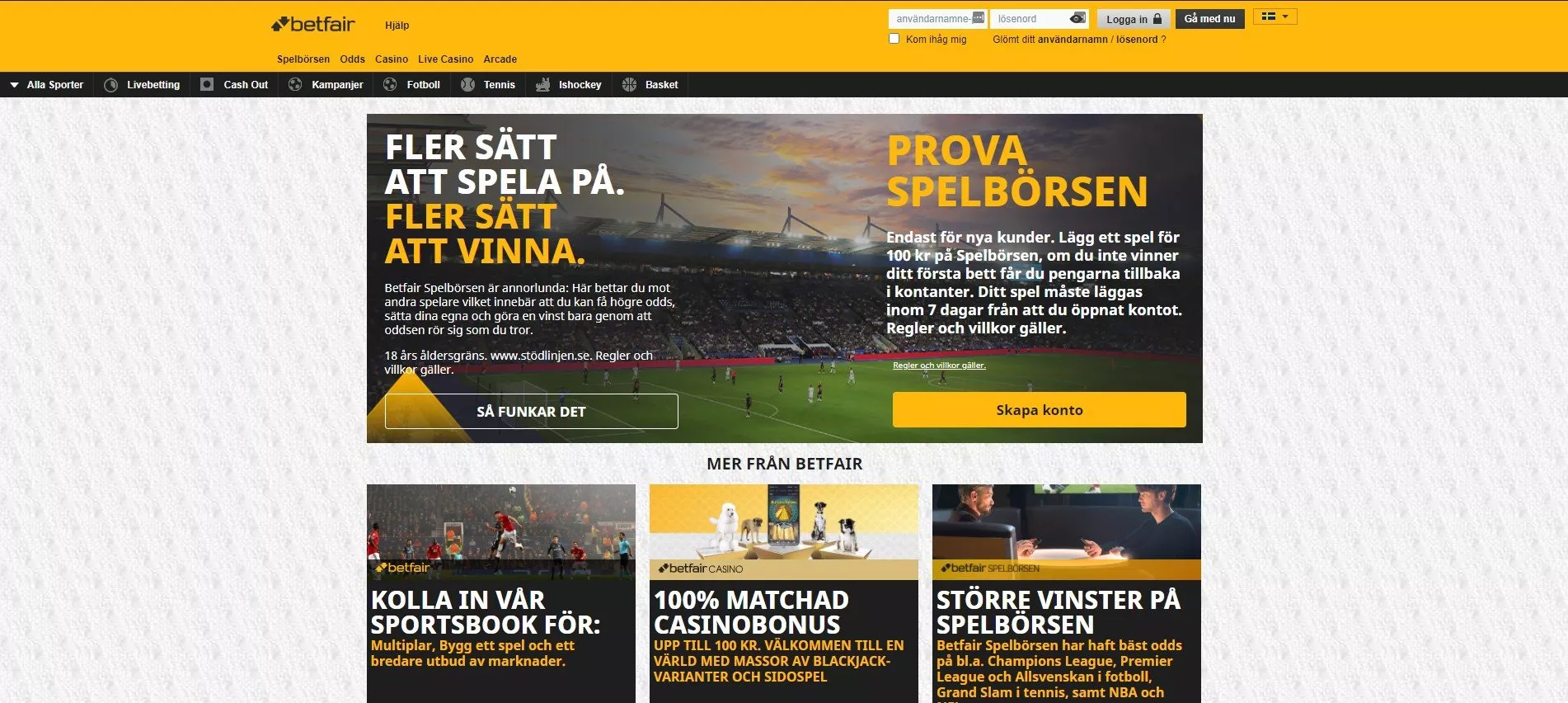 Betfair Sverige – Odds, bonus & logga in