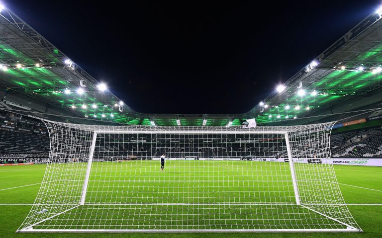 Overview of the almost empty Borussia Park at the Bundesliga game between Bor. Monchengladbach and VfL Wolfsburg, Monchengladbach, Germany Overview of the almost empty Borussia Park at the Bundesliga game between Bor. Monchengladbach and VfL Wolfsburg, Monchengladbach, Germany