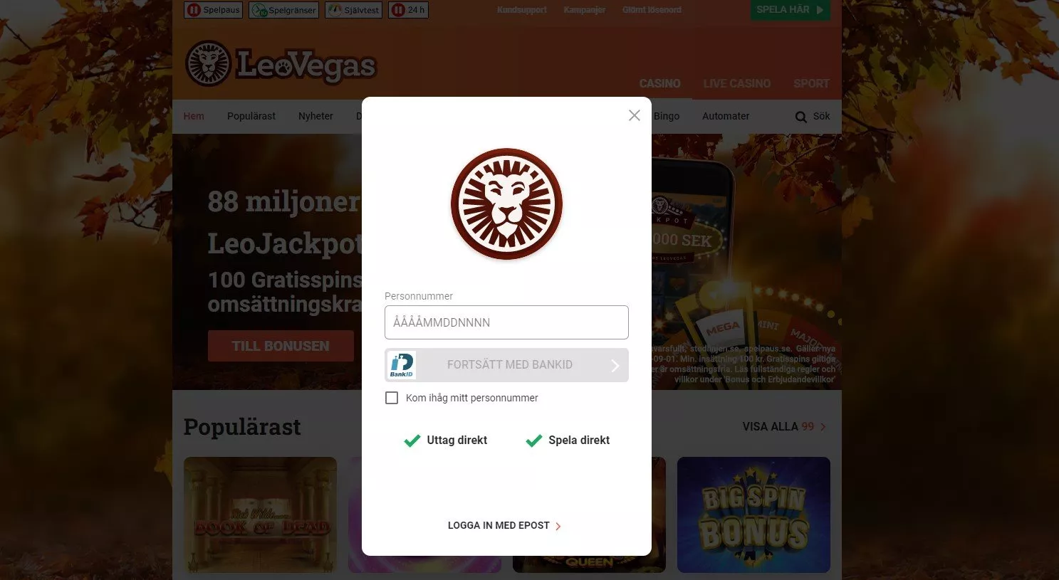 LeoVegas Sverige – Live streams, bonusar & odds