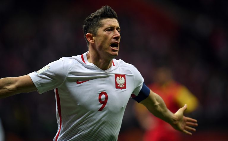 8 OCTOBER, 2017 - WARSAW, POLAND: Football World Cup Rusia 2018 qualification match Poland - Montenegroo/p Robert Lewandowski (Poland) celebrates his 8 OCTOBER, 2017 - WARSAW, POLAND: Football World Cup Rusia 2018 qualification match Poland - Montenegroo/p Robert Lewandowski (Poland) celebrates his