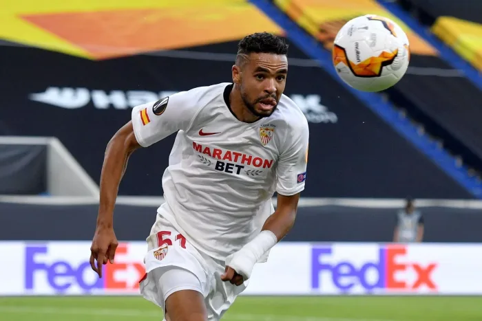 Duisburg, Germany. 06th Aug, 2020. Football: Europa League, knockout rounds, round of sixteen, FC Sevilla - AS Rome in the Schauinsland-Reisen-Arena. Seville's Youssef En-Nesyri in action. Credit: Bernd Thissen/dpa/Alamy Live News Sevilla – Alaves, 23/5: Speltips & stream