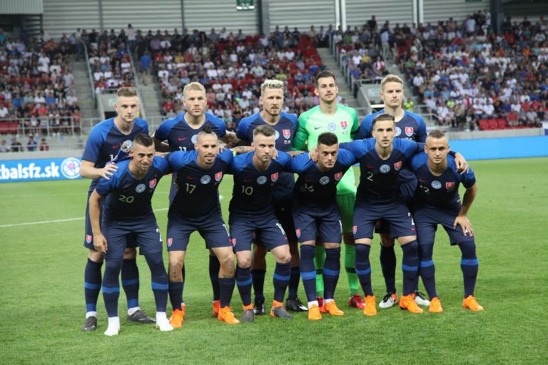 Trnava, Slovakia. 31.5. 2018. Slovakia football team starting eleven before the friendly football match between Slovakia and Netherlands (1 ? 1).
