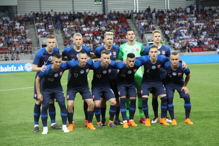Trnava, Slovakia. 31.5. 2018. Slovakia football team starting eleven before the friendly football match between Slovakia and Netherlands (1 ? 1). Trnava, Slovakia. 31.5. 2018. Slovakia football team starting eleven before the friendly football match between Slovakia and Netherlands (1 ? 1).