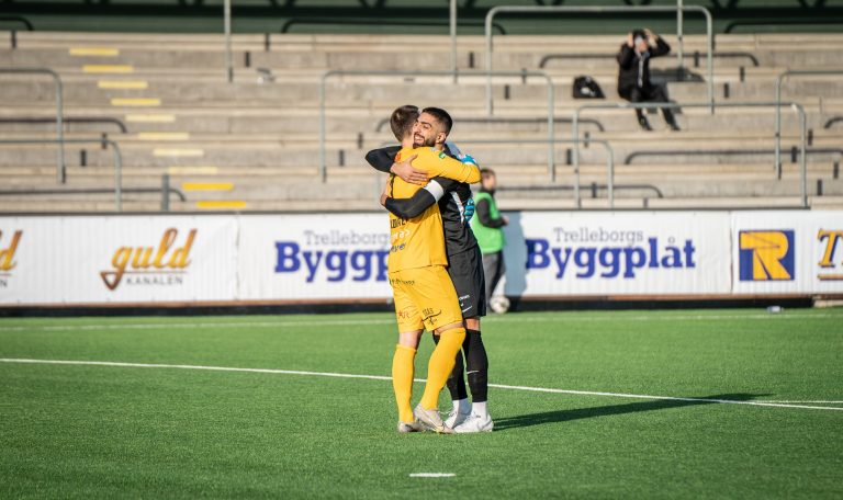 Malmoe, Sweden. 21st Feb, 2021. Goalkeeper Anton Fagerstrom (1) and Sean Sabetkar (4) of Vasteraas SK seen during the Svenska Cup match between Malmoe FF and Vasteraas SK at Malmoe Idrottsplats in Malmoe. (Photo Credit: Gonzales Photo/Alamy Live News