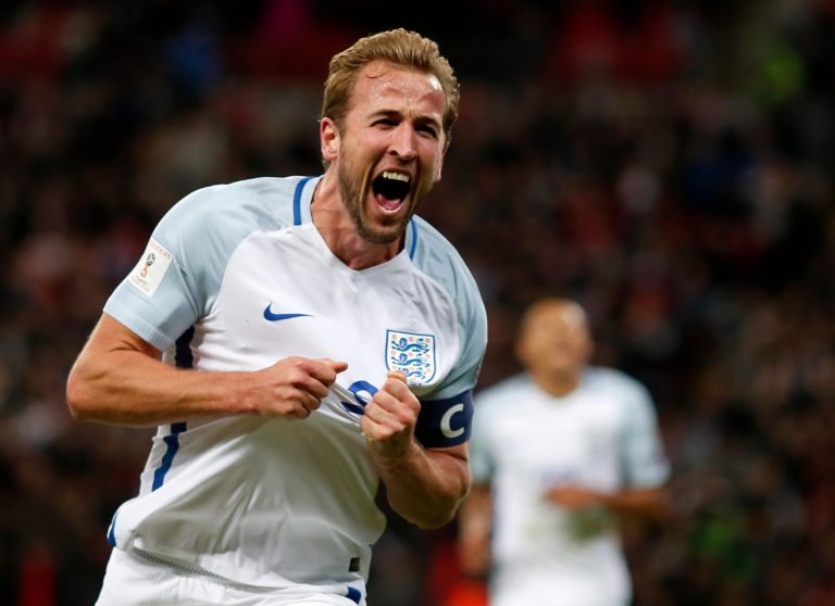 London, UK. 05th Oct, 2017. London, UK. 05th Oct, 2017. Harry Kane of England celebrates after making it 1-0 during the Group F World Cup qualifier between England and Slovenia played at Wembley Stadium, London on 5th October 2017 Credit: Jason Mitchell/A