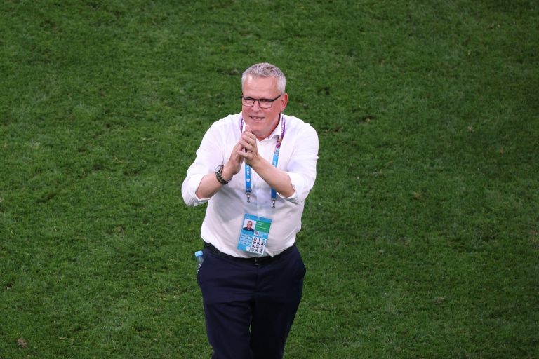 Saint Petersburg, Russia - 23 June 2021: Football. European Football Championship 2020. 3st round, Group E. Sweden v Poland. National Team coach Janne Andersson Saint Petersburg, Russia - 23 June 2021: Football. European Football Championship 2020. 3st round, Group E. Sweden v Poland. National Team coach Janne Andersson