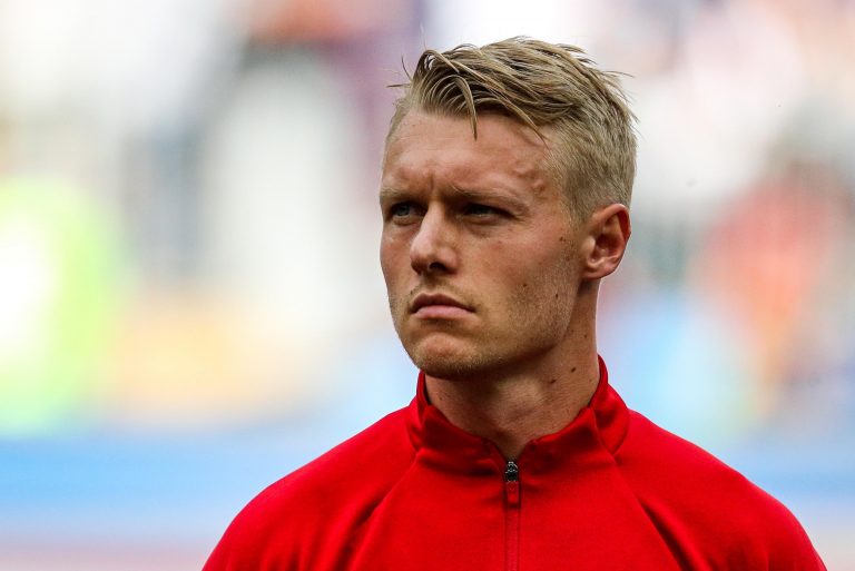 Moscow, Russia. 26th June, 2018. MOSCOW, RUSSIA - JUNE 26, 2018: Denmark's Simon Kjaer in a First Stage Group C football match between Denmark and France at Luzhniki Stadium at FIFA World Cup Russia 2018; the teams drew 0-0. Sergei Bobylev/TASS Credit: IT