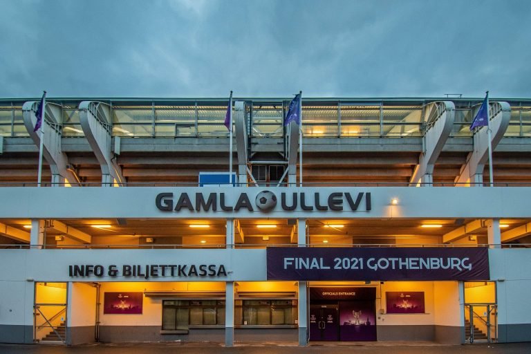 Gothenburg, Sweden. 15th May, 2021. Evening photo of Gamla Ullevi ahead of the final in UEFA Women's Champions League on May 16th 2021 between Chelsea FC and FC Barcelona at Gamla Ullevi in Gothenburg, Sweden Credit: SPP Sport Press Photo. /Alamy Live News