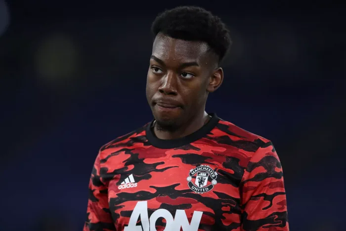 Rome, Italy, 6th May 2021. Anthony Elanga of Manchester United during the warm up prior to the UEFA Europa League match at Stadio Olimpico, Rome. Picture credit should read: Jonathan Moscrop / Sportimage Elanga VM 2022