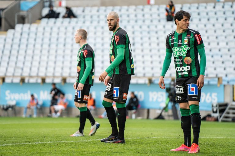Malmo, Sweden. 9th, May 2021. Robin Simovic (99) of Varbergs BoIS seen during the Allsvenskan match between Malmo FF and Varbergs BoIS at Eleda Stadion in Malmo, Sweden. (Photo credit: Gonzales Photo - Joe Miller).