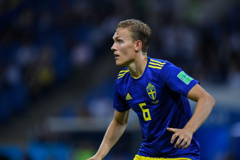 SOCHI, RUSSIA-23 JUNE 2018 Ludwig Augustinsson of Sweden during the Russia 2018 World Cup Group F football match between Germany and Sweden SOCHI, RUSSIA-23 JUNE 2018 Ludwig Augustinsson of Sweden during the Russia 2018 World Cup Group F football match between Germany and Sweden
