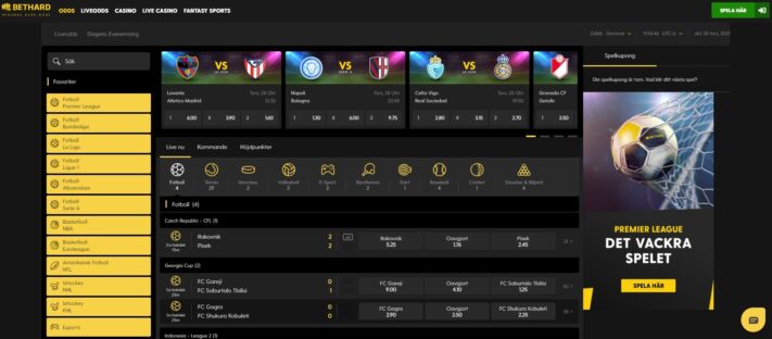 Bethard Sverige – Bonus, odds & logga in