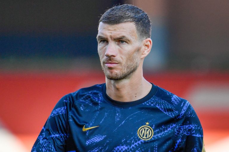 MONZA, Italy. 14th Aug, 2021. Edin Dzeko of FC Internazionale during the friendly match between FC Internazionale and Dinamo Kiev at Brianteo Stadium. Credit: Tommaso Fimiano/Medialys Images/Alamy Live News