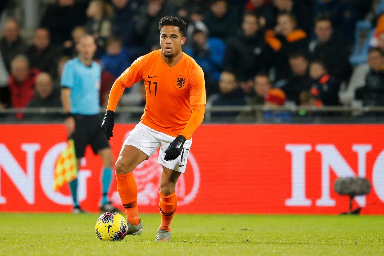 Doetinchem, Netherlands. 31st Oct, 2019. DOETINCHEM, 19-11-2019, Stadium de Vijverberg, season 2019/2020, Dutch Eredivisie, Netherlands U21 player Justin Kluivert during the match Jong Oranje - Jong Engeland Credit: Pro Shots/Alamy Live News Doetinchem, Netherlands. 31st Oct, 2019. DOETINCHEM, 19-11-2019, Stadium de Vijverberg, season 2019/2020, Dutch Eredivisie, Netherlands U21 player Justin Kluivert during the match Jong Oranje - Jong Engeland Credit: Pro Shots/Alamy Live News
