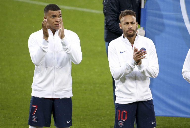 Kylian Mbappe, Neymar Jr of PSG before the French championship Ligue 1 football match between Stade Brestois 29 and Paris Saint-Germain (PSG) on May 23, 2021 at Stade Francis Le Ble in Brest, France - Photo Jean Catuffe / DPPI / LiveMedia