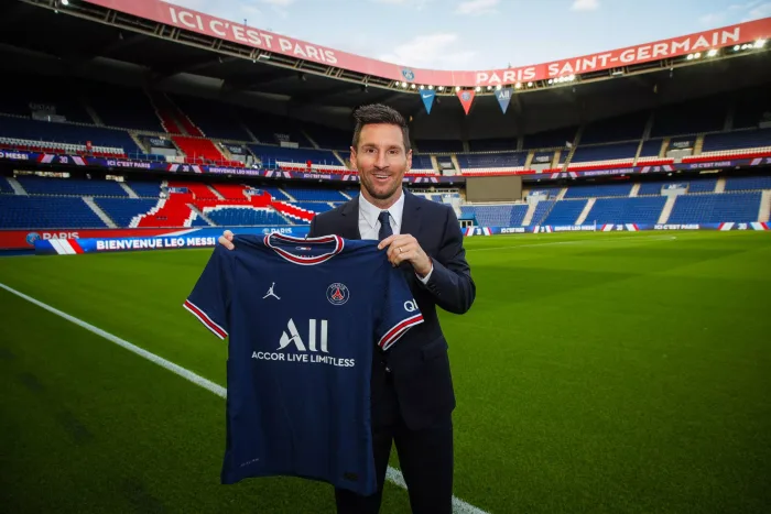 Paris France 10.8.2021, Football: French Ligue 1 club Paris St Germain presents new player Lionel MessiPhoto: PSG via Kolvenbach Reims PSG stream speltips