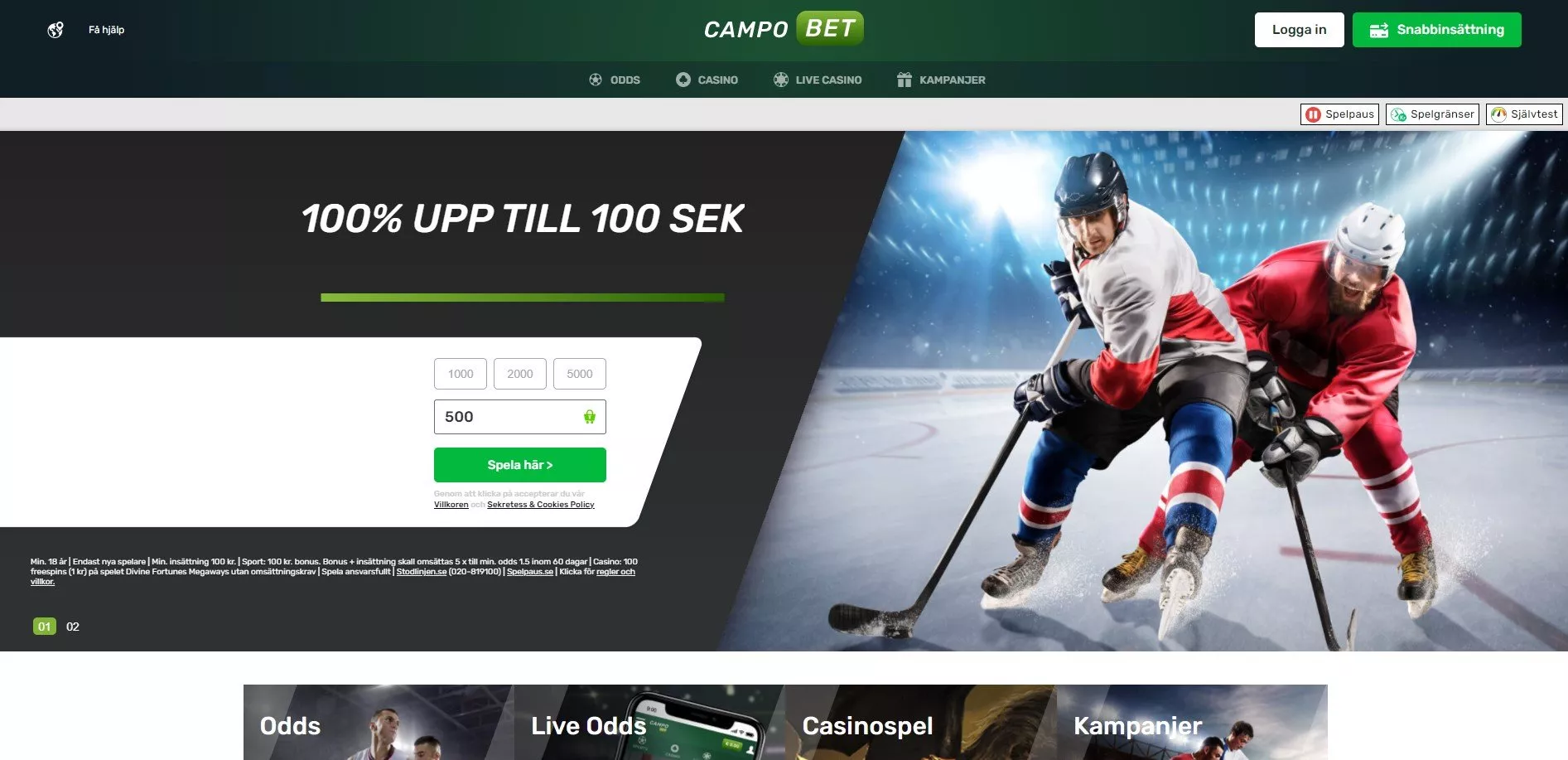 CampoBet Sverige – Bonus, odds & logga in