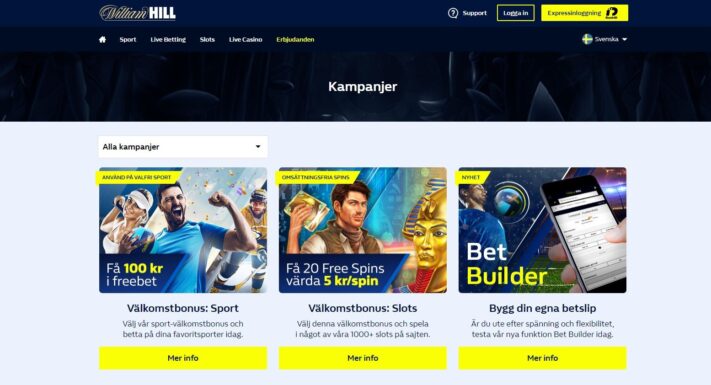 William Hill Sverige – Odds, bonus & logga in