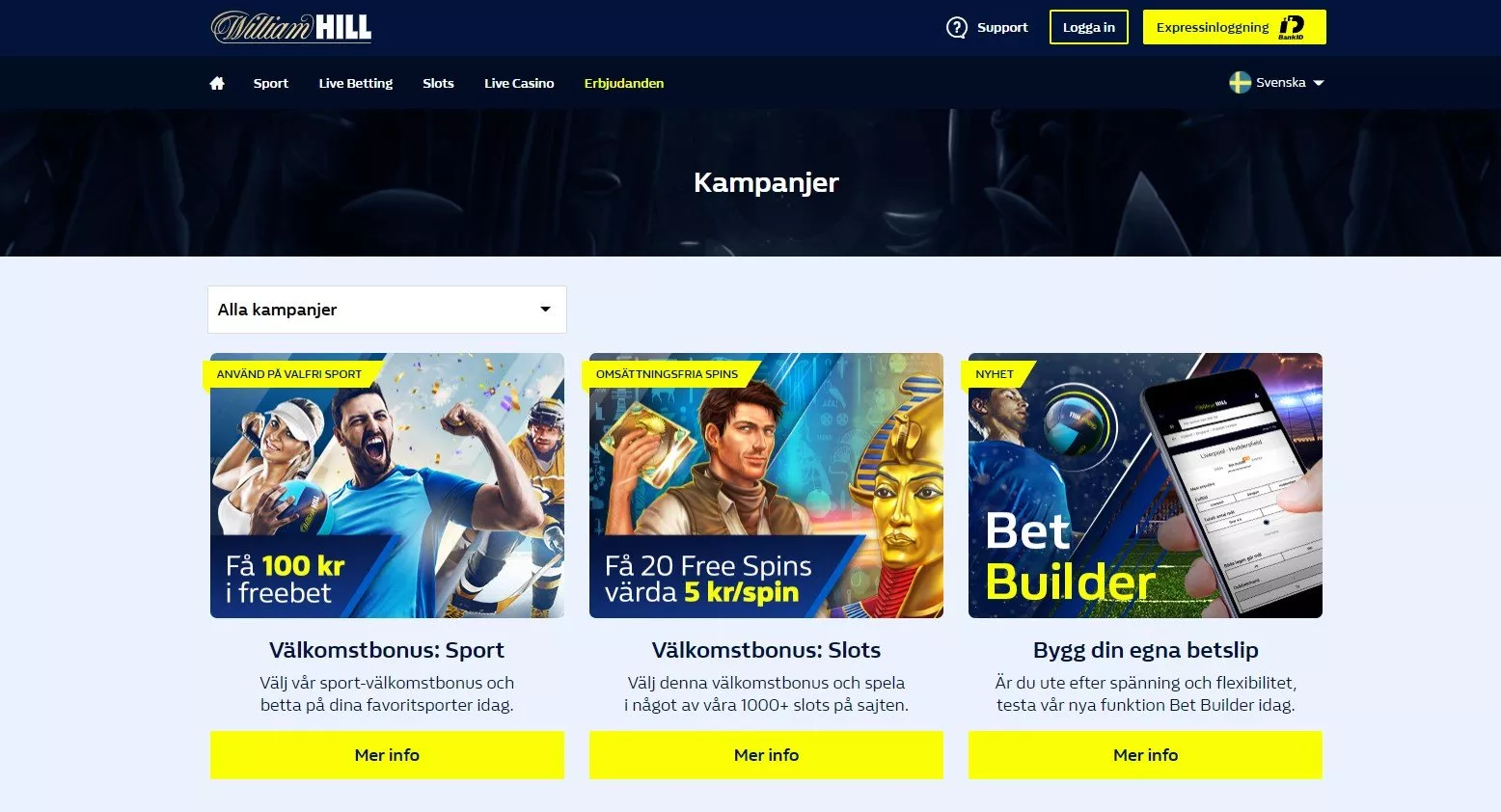 William Hill Sverige – Odds, bonus & logga in