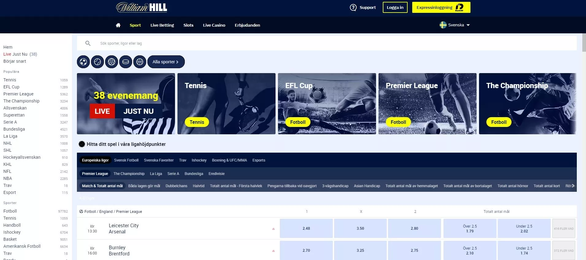 William Hill Sverige – Odds, bonus & logga in