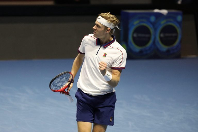St. Petersburg, Russia. 27th Oct, 2021. Denis Shapovalov of Canada seen in action during a tennis match against Pablo Andujar of Spain at the St. Petersburg Open, 2021 tennis tournament at Sibur Arena.Final score: (Credit Image: © Maksim Konstantinov/SOPA St. Petersburg, Russia. 27th Oct, 2021. Denis Shapovalov of Canada seen in action during a tennis match against Pablo Andujar of Spain at the St. Petersburg Open, 2021 tennis tournament at Sibur Arena.Final score: (Credit Image: © Maksim Konstantinov/SOPA