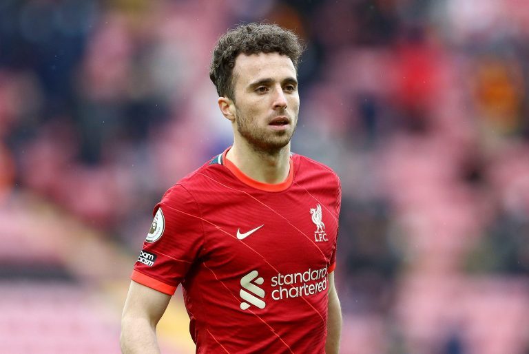 Liverpool, UK. 23rd May, 2021. Diogo Jota of Liverpool looks on. Premier League match, Liverpool v Crystal Palace at Anfield Stadium in Liverpool on Sunday 23rd May 2021. this image may only be used for Editorial purposes. Editorial use only, license requ
