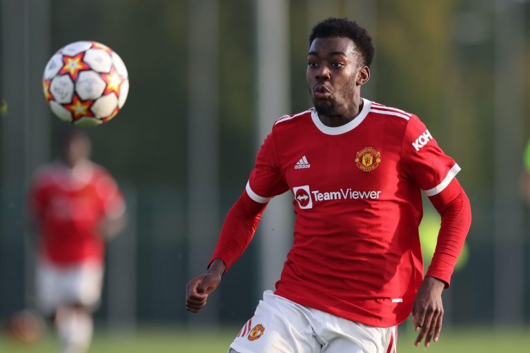 Bergamo, Italy, 2nd November 2021. Anthony Elanga of Manchester United during the UEFA Youth League match at Centro Sportivo Bortolotti, Bergamo. Picture credit should read: Jonathan Moscrop / Sportimage Bergamo, Italy, 2nd November 2021. Anthony Elanga of Manchester United during the UEFA Youth League match at Centro Sportivo Bortolotti, Bergamo. Picture credit should read: Jonathan Moscrop / Sportimage
