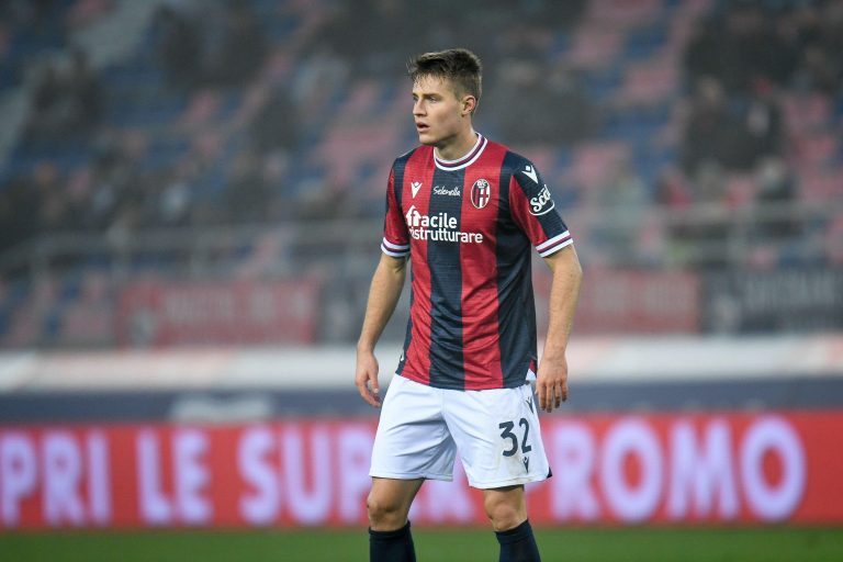 Renato Dall'Ara stadium, Bologna, Italy, November 21, 2021, Bologna's Mattias Svanberg portrait during Bologna FC vs Venezia FC - italian soccer Renato Dall'Ara stadium, Bologna, Italy, November 21, 2021, Bologna's Mattias Svanberg portrait during Bologna FC vs Venezia FC - italian soccer