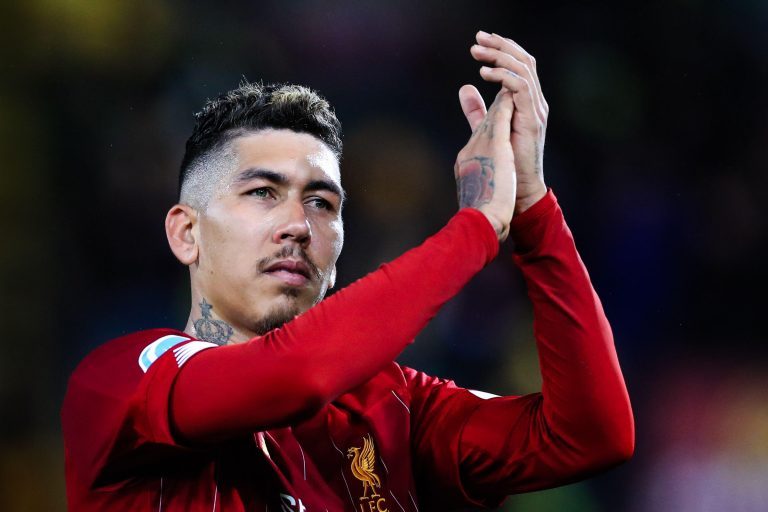 15th February 2020, Carrow Road, Norwich, England; Premier League, Norwich City v Liverpool : Roberto Firmino (9) of Liverpool applauds fans following the final whistle