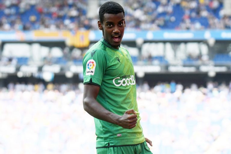 Barcelona, Spain. 22nd Sep, 2019. Alexander Isak of Real Sociedad celebrates his goal during the match RCD Espanyol v Real Sociedad, of LaLiga, 2019/2019 season, date 5. RCDE Stadium. Barcelona, Spain, 22 Sep 2019. Credit: PRESSINPHOTO/Alamy Live News Barcelona, Spain. 22nd Sep, 2019. Alexander Isak of Real Sociedad celebrates his goal during the match RCD Espanyol v Real Sociedad, of LaLiga, 2019/2019 season, date 5. RCDE Stadium. Barcelona, Spain, 22 Sep 2019. Credit: PRESSINPHOTO/Alamy Live News
