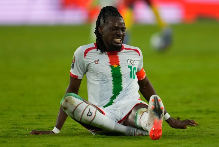 Yaounde, Cameroon, January, 9, 2022: Bertrand Traore of Burkina Faso during Cameroon v Burkina Faso - Africa Cup of Nations at Paul Biya Stadium. Kim Price/CSM. Yaounde, Cameroon, January, 9, 2022: Bertrand Traore of Burkina Faso during Cameroon v Burkina Faso - Africa Cup of Nations at Paul Biya Stadium. Kim Price/CSM.