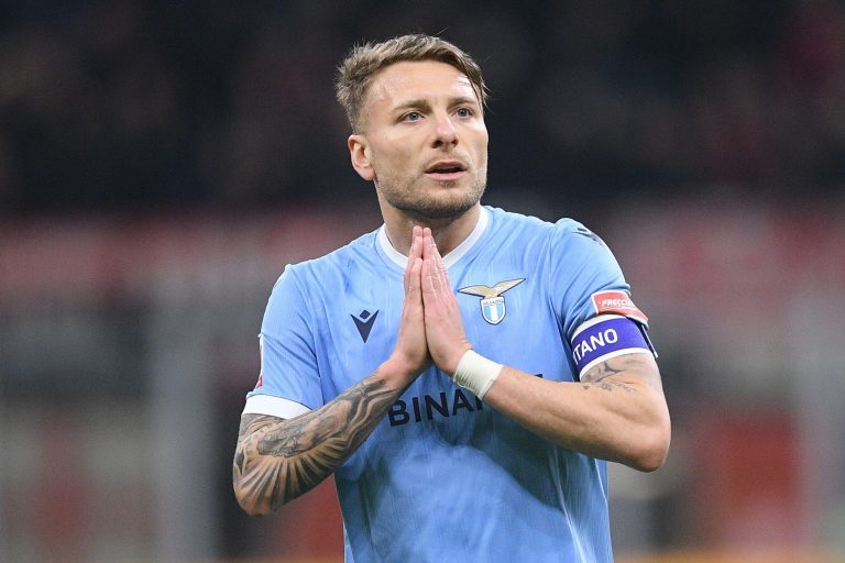 Milan, Italy. 09th Feb, 2022. Ciro Immobile of SS Lazio looks Dejected during the Italian Cup match between AC Milan and Lazio at Stadio San Siro, Milan, Italy on 9 February 2022. Credit: Giuseppe Maffia/Alamy Live News Milan, Italy. 09th Feb, 2022. Ciro Immobile of SS Lazio looks Dejected during the Italian Cup match between AC Milan and Lazio at Stadio San Siro, Milan, Italy on 9 February 2022. Credit: Giuseppe Maffia/Alamy Live News