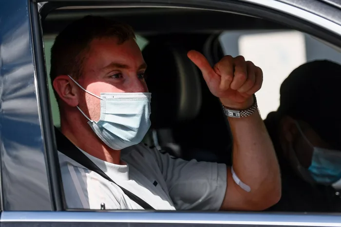 Turin, Italy - 24 August, 2020: Dejan Kulusevski gestures as he leaves J Medical. Juventus FC begins pre-season trainings on August 24. Credit: Nicolo Campo/Alamy Live News