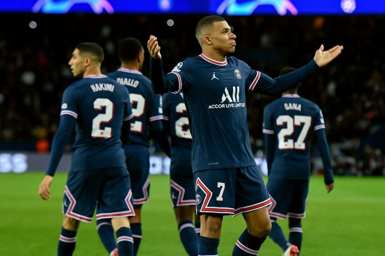 PSG - FC BRUGES Kylian Mbappe during the PSG Champions League match against FC Bruges at the Parc des Princes on December 7, 2021 PSG - FC BRUGES Kylian Mbappe during the PSG Champions League match against FC Bruges at the Parc des Princes on December 7, 2021
