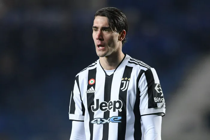 Bergamo, Italy. 13th Feb, 2022. Dusan Vlahovic of Juventus FC during the Serie A match between Atalanta and Juventus at Stadio Azzurri d'Italia, Bergamo, Italy on 13 February 2022. Credit: Giuseppe Maffia/Alamy Live News Sampdoria Juventus speltips stream