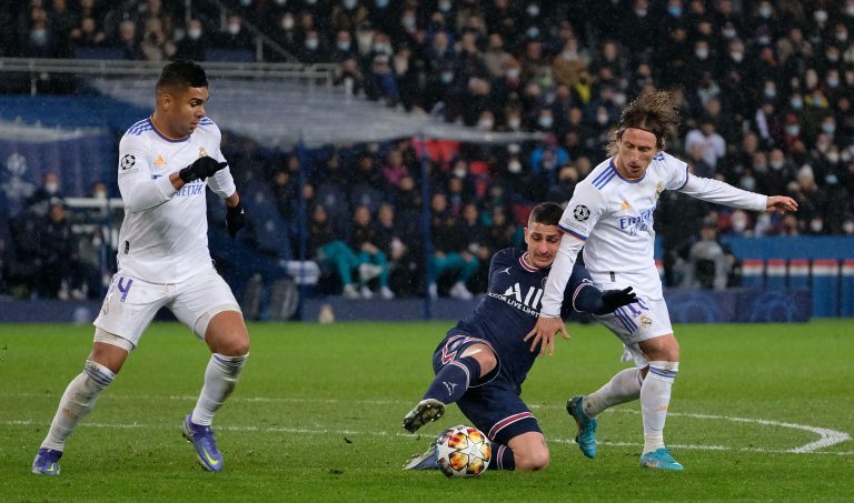 Paris, France. 16th Feb, 2022. PSG Midfield MARCO VERRATTI in action during the UEFA Champions League round of 16 between Paris Saint Germain and Real Madrid at Parc des Princes Stadium - Paris France.Paris SG won 1:0 (Credit Image: © Pierre Stevenin/ZUMA Paris, France. 16th Feb, 2022. PSG Midfield MARCO VERRATTI in action during the UEFA Champions League round of 16 between Paris Saint Germain and Real Madrid at Parc des Princes Stadium - Paris France.Paris SG won 1:0 (Credit Image: © Pierre Stevenin/ZUMA