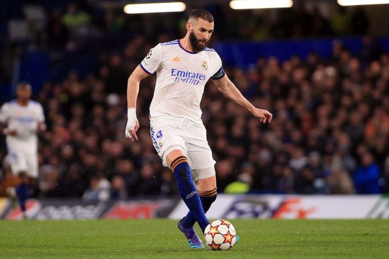 London, UK. 06th Apr, 2022. Karim Benzema of Real Madrid in action during the game. UEFA Champions League, quarter final 1st leg match, Chelsea v Real Madrid at Stamford Bridge in London on Wednesday 6th April 2022. this image may only be used for Editori