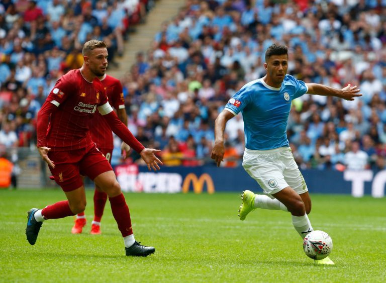 London, UK. 04th Aug, 2019. LONDON, ENGLAND. AUGUST 04: Manchester City's Rodri during The FA Community Shield between Liverpool and Manchester City at Wembley Stadium on August 04, 2019 in London, England. Credit: Action Foto Sport/Alamy Live News